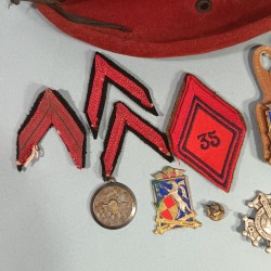 ENSEMBLE BERET INSIGNES FOURRAGERE D'UN PARA DU 35 ème RAP REGIMENT D'ARTILLERIE PARACHUTISTE